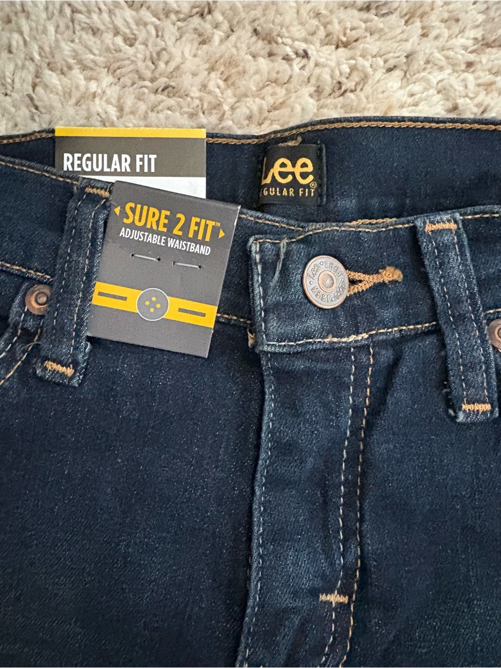 NWT Lee Boy Proof Reg Fit Straight Leg Kids Jeans Dark Wash, Sure 2 Fit Size 10R
